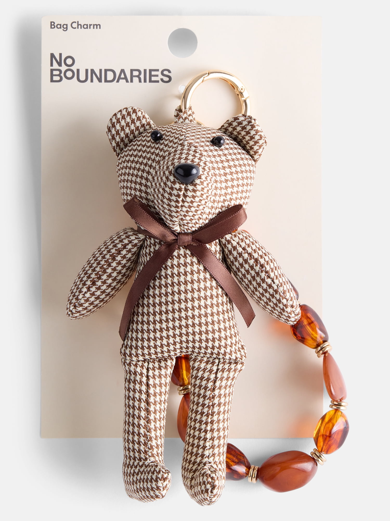 No Boundaries Women’s Plaid Bear Bag Charms, Brown