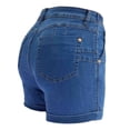 thumbnail image 4 of Gubotare Jean Shorts for Women Denim Women's Casual Ripped Denim Shorts High Rise Distressed Rolled Hem Jeans Shorts (Light Blue,Size M), 4 of 7