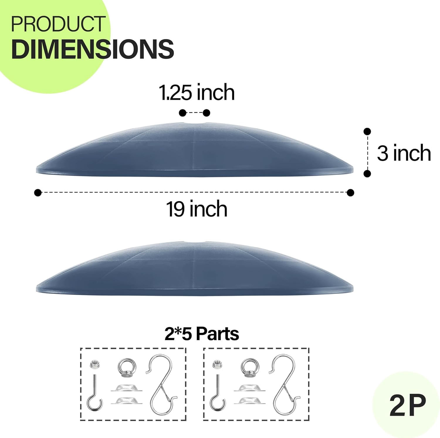 19.25-Inch Extra Large Squirrel Baffle,Hummingbird Feeder Shade Dome Cover, Bird Feeder Rain Guard, Hanging Squirrel Proof for Shepherd's Hook Outdoors (Blue) 2 Pack