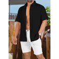 thumbnail image 2 of HAPPY BAY Men's Beach Summer Button Down Short Sleeve Untucked Solid Shirt With Pocket Oxford Casual Shirts for Men 3XL Plain, Black, 2 of 6