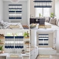 thumbnail image 6 of Navy Blue Grey Stripe Kitchen Curtains Sets for Windows 24 Inch Length, Modern Art Horizontal Striped Rod Pocket Window Treatments Tier Curtains and Valances Set for Bedroom/Bathroom, 6 of 8