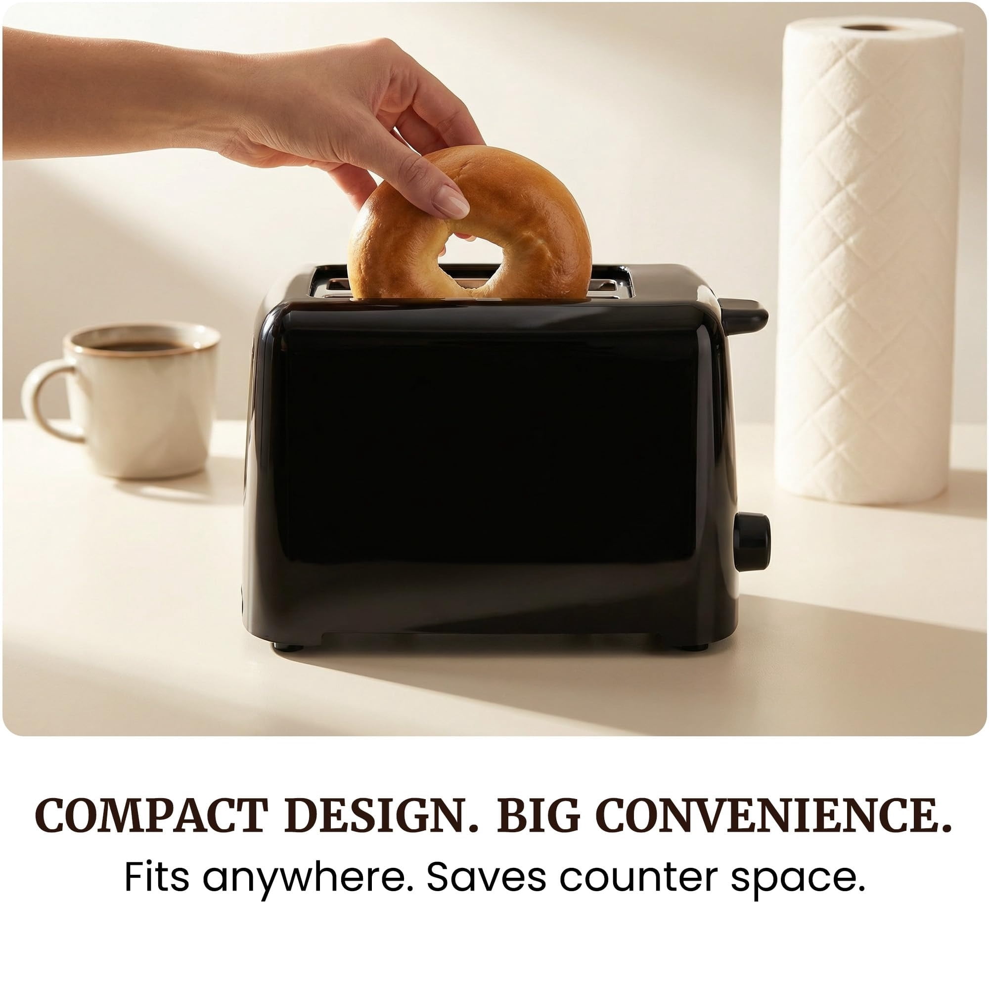 2-Slice Cool Touch Toaster – 6 Browning Levels, Extra Wide 1.25” Slots for Bagels & Thick Bread, Cancel Function