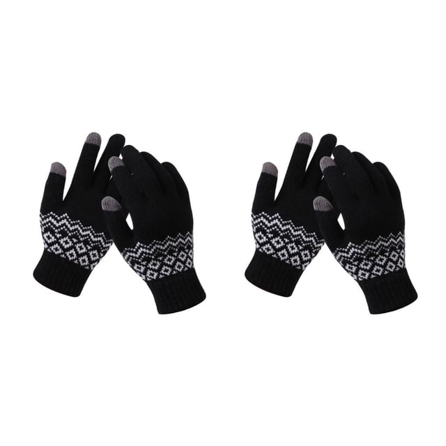 Minnieouse Guantes de punto para mantener el calor, fundas para envolver las manos, accesorios de ropa para exteriores, invierno, para mujer, Negro 2piezas