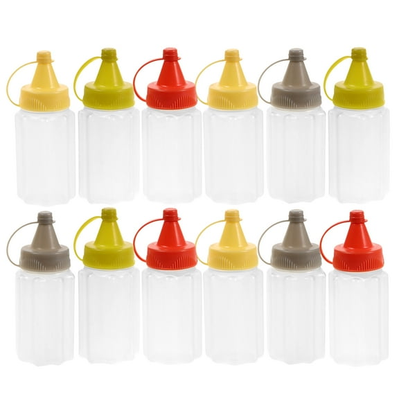 QIDITONG 12pc Mini Condiment Squeeze Bottles Sauces Bottle Ketchup Bottles Grilling Syrup Container for Salad Dressings Liquids Ketchup