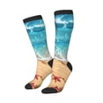 thumbnail image 2 of Haiem Tropical Beach With Starfish Socks, Funny Novelty Crazy Design Cotton Socks Sports Socks Knee High Socks For Men, Women,1Pairs - Gift For Working Friends, 2 of 8