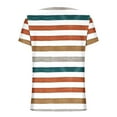 thumbnail image 4 of Charella Women's Summer Tops V Neck Button up Basic Tee Striped Printed Short Sleeve Shirts Casual Loose Fit Clothes (XL, Orange 1), 4 of 7