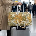 thumbnail image 4 of Garronmavis Vintage Floral Large Quilted Duffle Bag for Women, Weekender Travel Bag Overnight Carry On Bag with Zipper Pockets, Gym Dance Hospital Tote Bag with Luggage Sleeve, 4 of 7