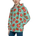 thumbnail image 2 of Kdxio Hand Drawn Strawberry Pattern Boys Athletic Unisex Boys Girls Hoodie with Pocket Sweatshirts-Medium, 2 of 6