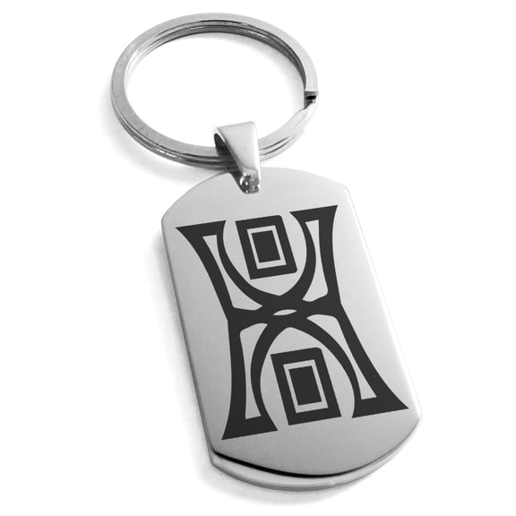 Stainless Steel Runology Magic Rune Engraved Dog Tag Keychain Keyring