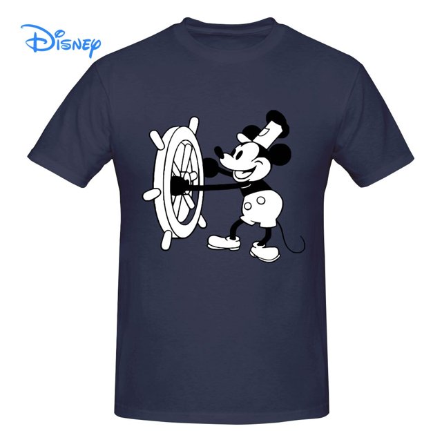 Disney Mickey Mouse Steamboat Willie T shirt Harajuku Short Sleeve T-shirt 100% Cotton Graphics Tshirt Brands Tee Top5XL Gao Jinjia LED