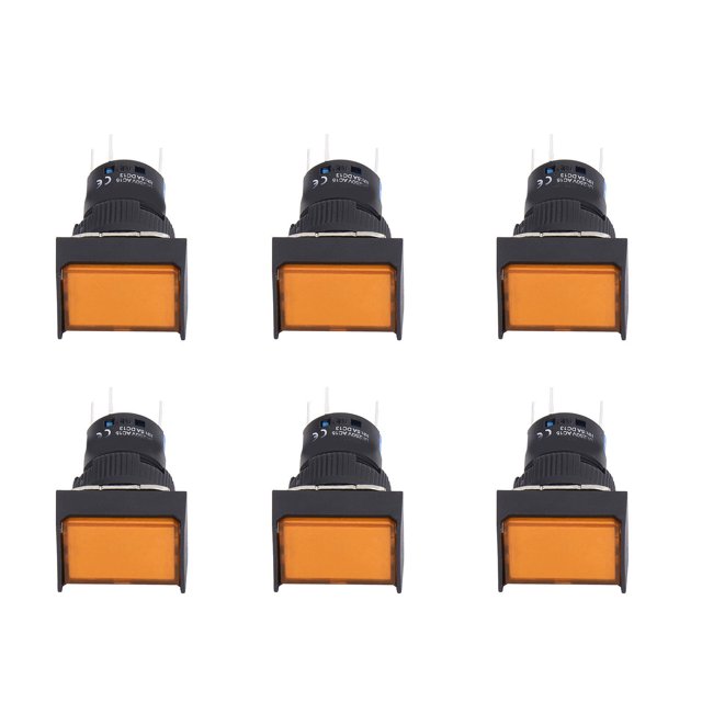 Button Switch, Silver Contact Momentary Push Switches Kit 24V With Light For Machine Yellow