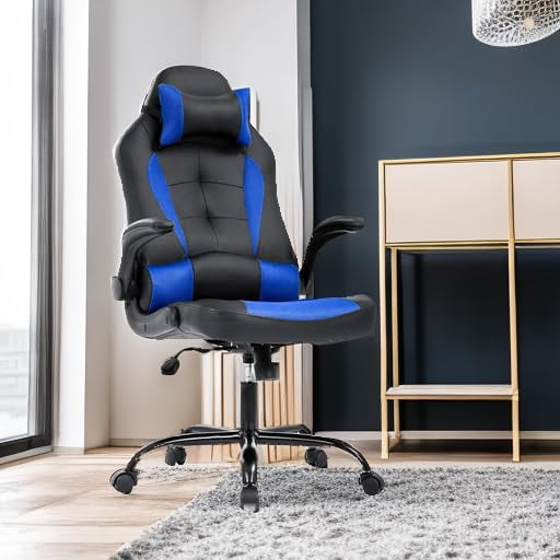 BestOffice Ergonomic Gaming Chair, Lumbar Support, Swivel Rolling for Men, Women(Blue)