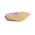 thumbnail image 3 of BLISSFUL STEP Women's Glitter Pointed Toe Stiletto Heels Ankle Boot Pink 8, 3 of 8