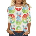 thumbnail image 3 of cocolona Easter Shirts for Women Crew Neck 3/4 Sleeve Bunny T-Shirts Summer Tops Cute Graphic Tees, 3 of 7