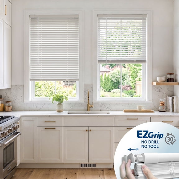 Regal Living White EZ Grip No Drill 1" Room Darkening Mini Blinds - 20" W x 48" L