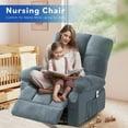 thumbnail image 3 of HSUNNS Oversized Swivel Recliner Chair for Adults, Living Room Fabric Recliner Chair with Massage and Heat, Single Sofa with USB Port, Side and Front Pocket, Blue, 3 of 12