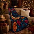 thumbnail image 3 of Enchanted Raven Crescent Moon Floral, Festive autumn celebration Scene, Warm Flannel Blanket for Living Room and Reading Nook, Art Lovers autumn celebration Gift, Festive Home Decor, 3 of 9