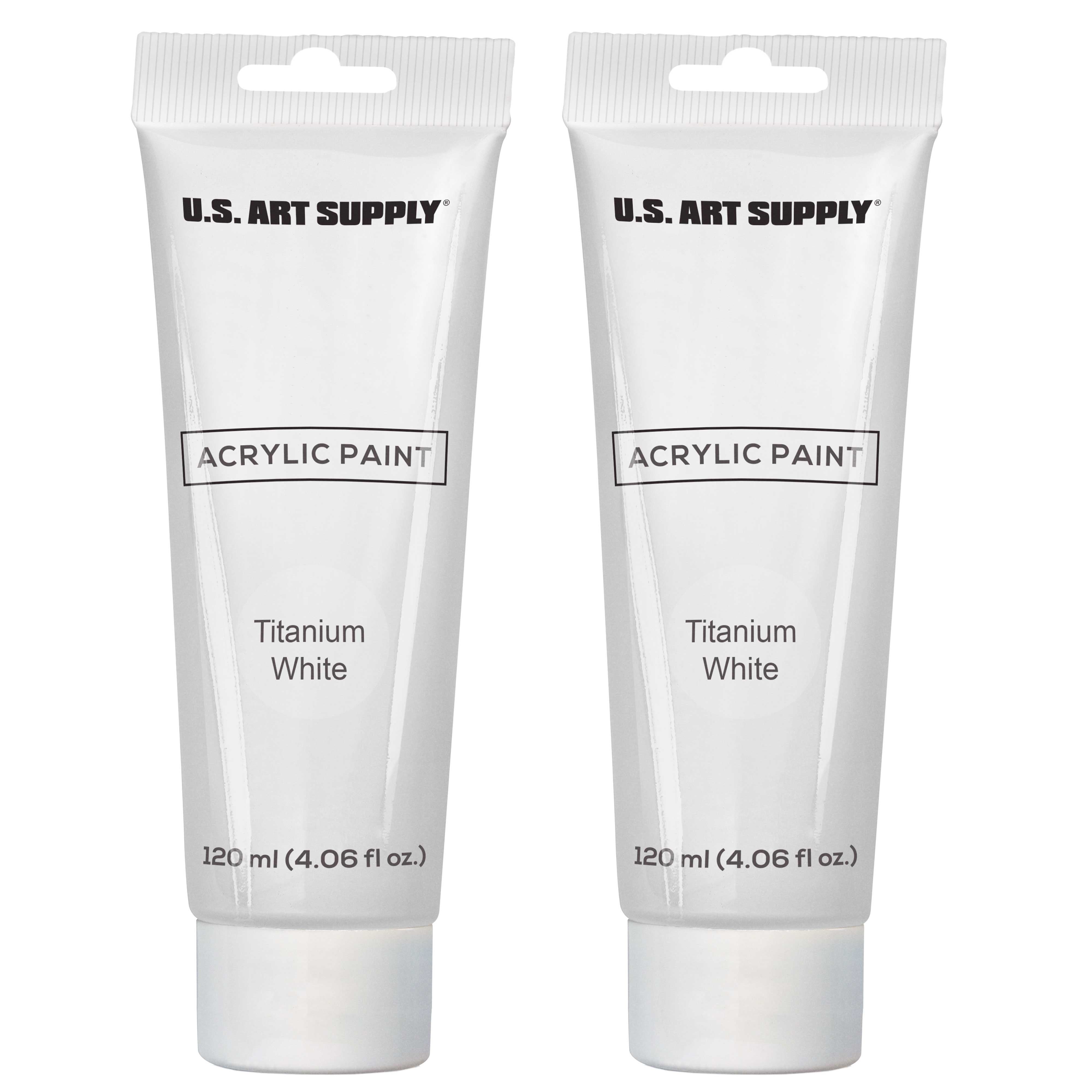 Twin-Pack-U.S. Art Supply 120ml Acrylic Artist Paint Tube White (2-Pack)