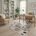 thumbnail image 2 of ODIKA 4'x6' Beige Brown Geometric Pattern Decor Washable Area Rug Modern Abstract Shapes with Coffee Accents Non-Slip, Chair-Friendly, Flatwoven for Home Office, Under Desk, 2 of 7