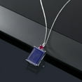 thumbnail image 4 of Gem Stone King 925 Sterling Silver Blue Lapis and Red Created Ruby Pendant Necklace for Women (14.25 Cttw, Emerald Cut 18X13MM, With 18 inch Silver Chain), 4 of 4