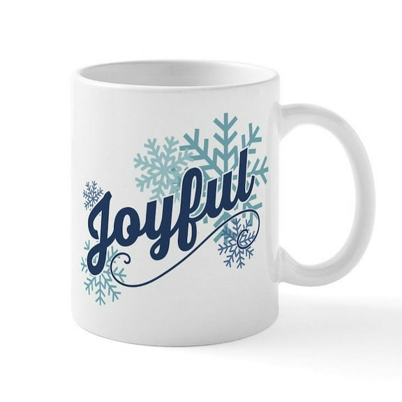 CafePress - Joyful Snowflakes Mug - 11 oz Ceramic Mug - Novelty Coffee Tea Cup