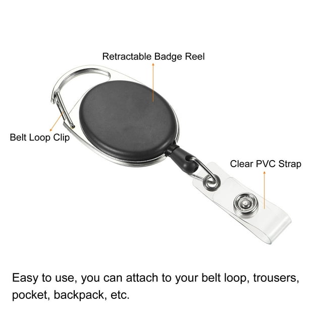 Uxcell Retractable Ellipse Badge Holder Reel with Loop Clip and Strap Black  10Pack 