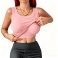 thumbnail image 2 of Stralyhd Built In Bra Tank Tops for Women Body Hugging Summer Tank Going Out Sleeveless Camisole Slim Fit Casual Outfits Pink XXL, 2 of 6