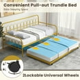 thumbnail image 3 of Yardi Yard Twin Size Golden Metal Daybed with Trundle and Lockable Wheels-Twin Size,, 3 of 11