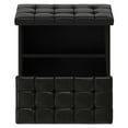 thumbnail image 3 of Simpli Home Harrison 30 inch Wide Transitional Square Small Coffee Table Storage Ottoman in Midnight Black Vegan Faux Leather, 3 of 14