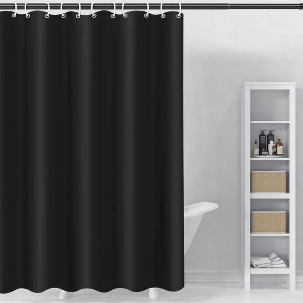 Cortina de Baño, Cortina de Ducha con Ganchos, Cortina de Baño para Ducha Impermeable y Antimoho, Ojales de Metal, Lavable a Máquina, para Hogar, Hotel (Negro)