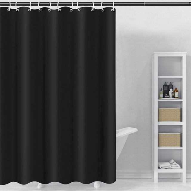 Cortina de Baño, Cortina de Ducha con Ganchos, Cortina de Baño para Ducha Impermeable y Antimoho, Ojales de Metal, Lavable a Máquina, para Hogar, Hotel (Negro)