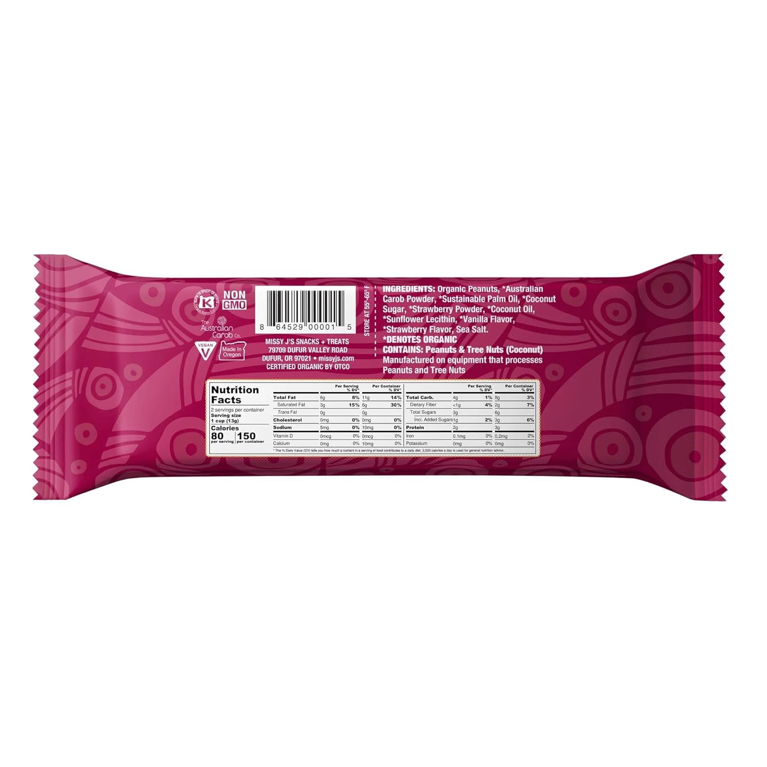 Missy J’s Organic Peanut Butter & Jelly Carob Cups 0.9 oz 12 Pack Gluten Free Healthy Snack
