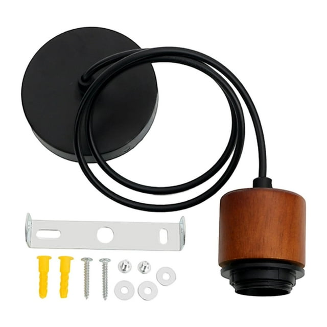 Lámpara colgante con cable E27, accesorio para cafetería y cocina. Color nogal Negro