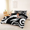 thumbnail image 3 of Homewish White Abstract Spiral Bedding,Abstract Artwork Duvet Cover Full,Black Reversible,3pcs,1 Duvet Cover and 2 Pillowcases, 3 of 6