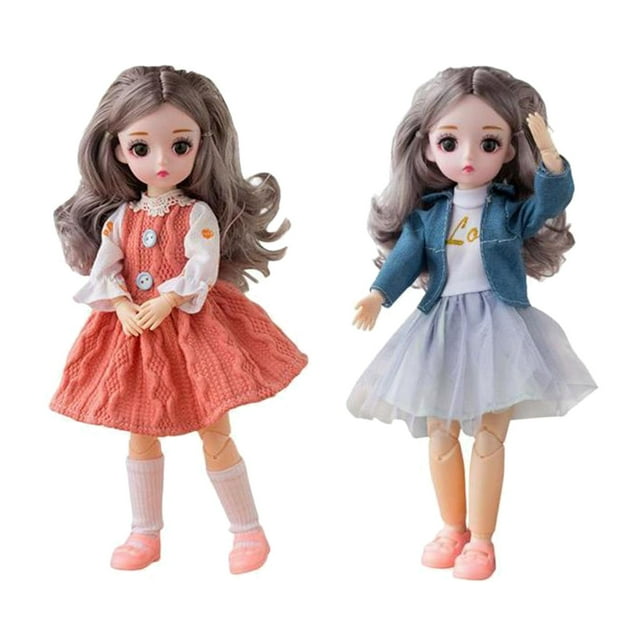 Muñeca Articulada De Bola 1/6, Muñeca Con Ropa, Zapatos, Maquillaje, Niños, Azul, Naranja perfke vestir a la muñeca