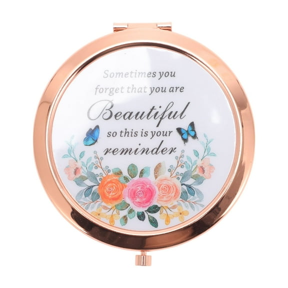 Unique Bargains 1 Pc Folding Makeup Mirror for Travel Vacation Rose Gold Tone Metal Glass