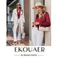thumbnail image 6 of Ekouaer Satin Pajamas Set Women's Long Sleeve Sleepwear Classic Button Down Loungewear V-Neck Silk Pjs with Pockets, 6 of 7
