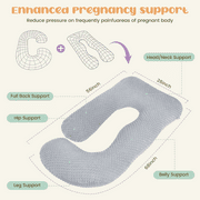 Cshidworld U-Shaped Ergonomic Full Body Pregnancy Pillow for Side Sleeper, Gray