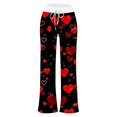 thumbnail image 4 of Womens Pajama Pants Valentine's Day Heart Print Loose Pjs Bottoms With Drawstring Stretch Soft Comfy Sleep Pants Lounge With Pockets Black L, 4 of 4