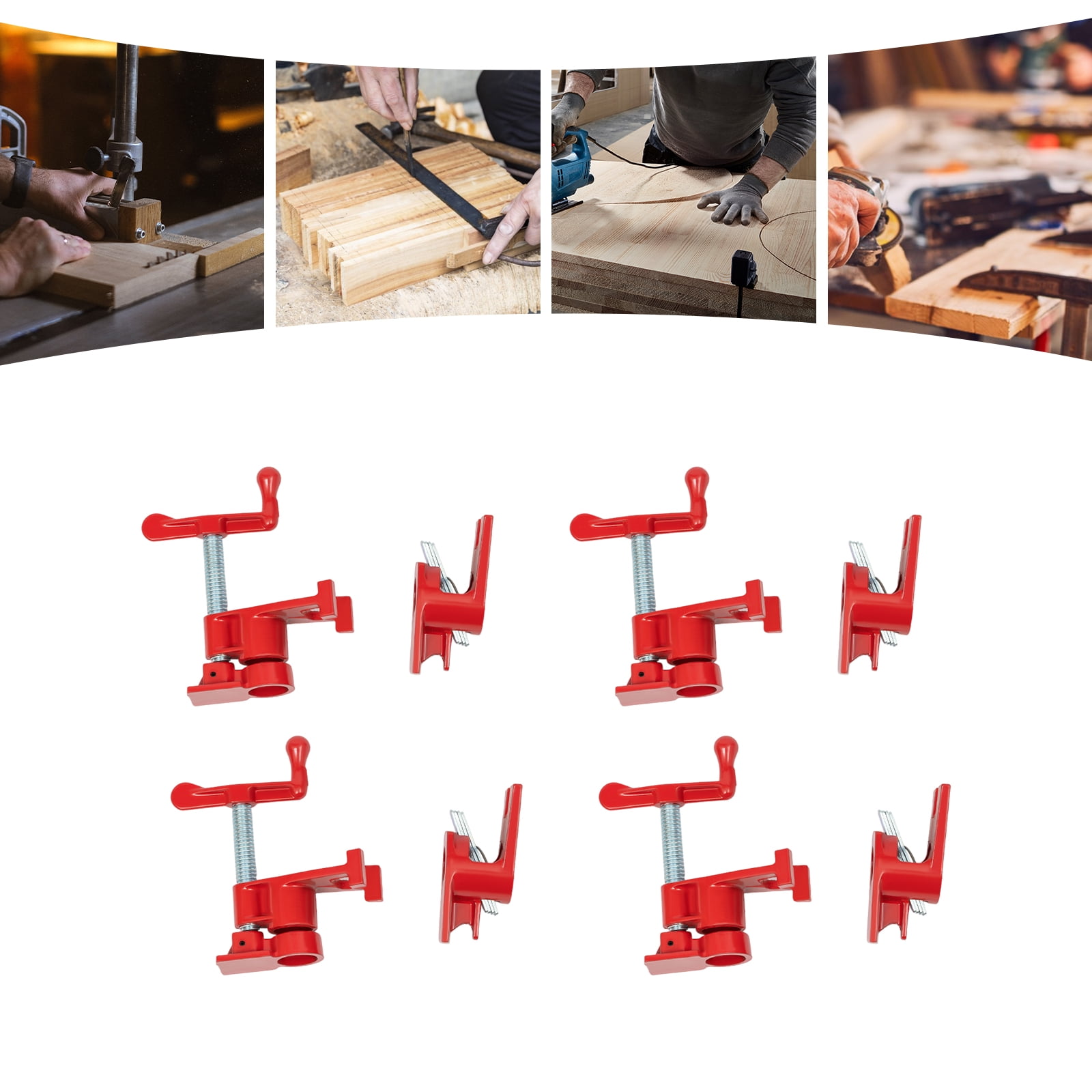 4 Pack 3/4" Wood Gluing Pipe Clamp Set PRO Woodworking Cast Iron Heavy Duty