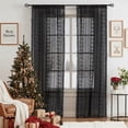 thumbnail image 6 of Bohogeo Black Linen Textured Tassel Sheer Lace Curtain Panels, Chic Crochet Geometry Knitting Rod Pocket Window Drapes for Living Room Bedroom, 2 Panels,63" L x 40" W, 6 of 9