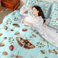 thumbnail image 4 of Homewish Teenagers Adults Animal Dragonfly Moth Ladybug Twin Bedding Sets 7-Piece,Botanical Mushroom Bedding Comforter Set Microfiber,Chic Floral Flowers Breathable Sheet Sets, 4 of 8