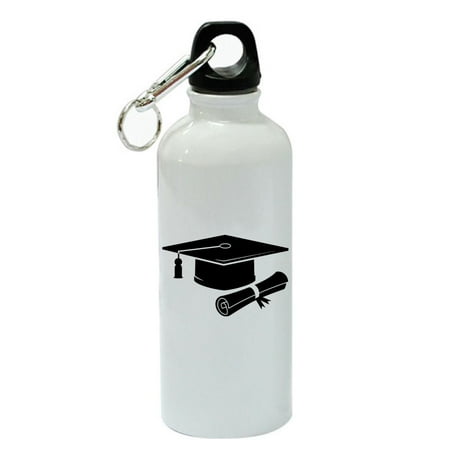 

Graducation Cap and Diploma White Aluminum Sports 20 oz Water Bottle
