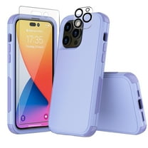 Xhy iPhone 14 Pro Max Case with Screen and Lens Protector Military Grade Full Body Protection 3 in 1 Shock Resistant TPU Durable Detachable for iPhone 14 Pro Max 6.7 inch 2022 Phone - Light Purple