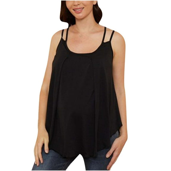 AKAFMK Summer Maternity Clothes,Women's Maternity Nursing Tank Tops,Nursing Maternity Top,Pregnant Women Clothes Sling Irregular Shirt Nursing Top