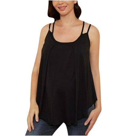 

gakvov Maternity Nursing Tank Shirt For Women Solid Sleeveless Pregnancy Top Comfy Soft Pregnant Breastfeedingtees