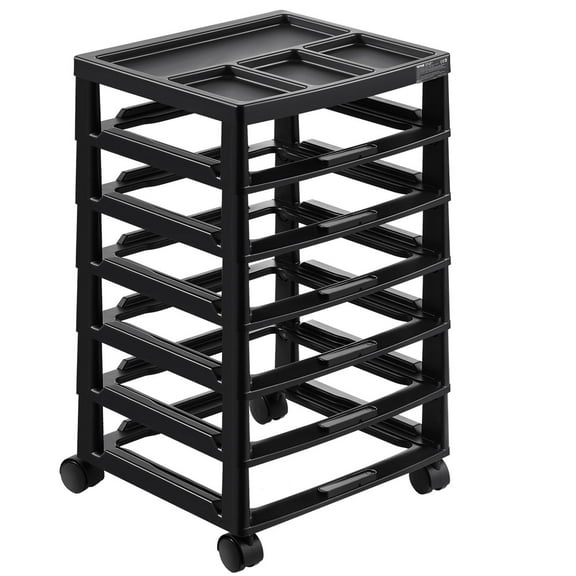 Scrapbook Rolling Storage Cart with 6 Tier Large Capacity and Organizer Top, Black - Craft Organizer for Supplies