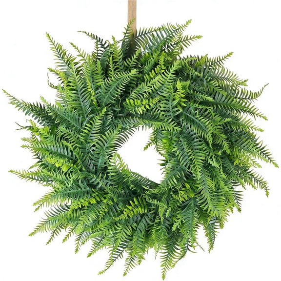 24" Artificial Persian Leaf Wreath - Lifelike Faux Fern Greenery Wreath for Front Door - Large All-Season Wall Decor for Farmhouse, Indoor/Outdoor, Wedding, & Easter Decoration