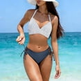 thumbnail image 2 of Swimsuit with Skirt Women High Waisted Bikini Sets Backless Strap Two Piece Swimsuits Cut out Bathing Suit Summer Swimwear Navy M, 2 of 6