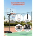 thumbnail image 4 of VEVOR Support de Basketball Portable, Panier de Basketball et But à Hauteur Réglable de 5,25 à 10 Pi, Panier de Basketball Portable avec Panneau Arrière en PC de 44 Pouces et Roues pour Enfants, Ados, Adultes dans les Entrées, Piscines, 4 of 9